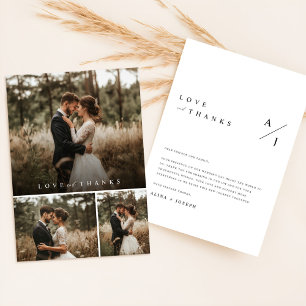 Minimal Heart Script Hochzeit Foto Collage Dankeskarte