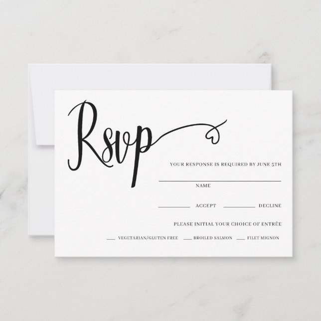 Minimal Heart Script Wedding Rsvp Card Dankeskarte (Vorderseite)