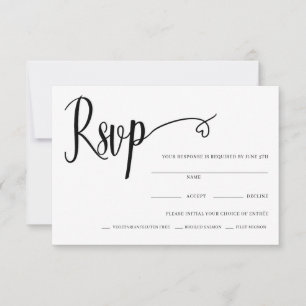Minimal Heart Script Wedding Rsvp Card Dankeskarte