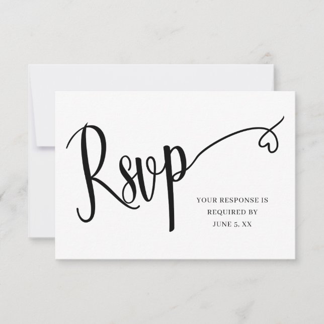 Minimal Heart Script Wedding Rsvp Card Dankeskarte (Vorderseite)