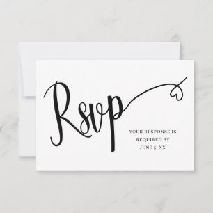 Minimal Heart Script Wedding Rsvp Card Dankeskarte