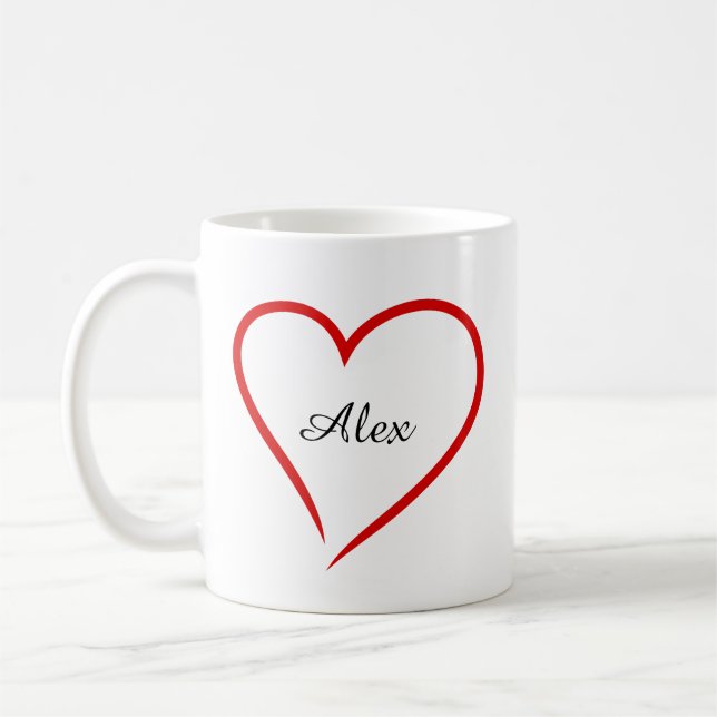 Minimal Heart with Custom Name – Personalized  Kaffeetasse (Links)