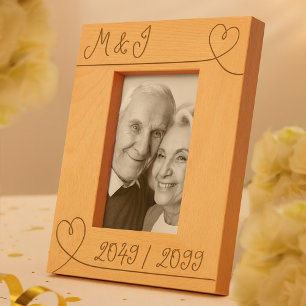 Minimal Hearts Valentinstag Hochzeit Jahrestag Geätzte Rahmen