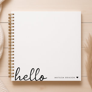 Minimal Hello   Modern Heart Clean Simple White Notizbuch