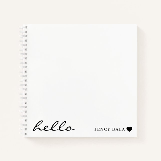 Minimal Hello Modern Heart Design Notizbuch (Vorderseite)