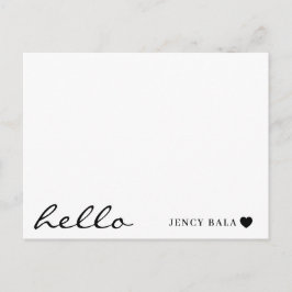 Minimal Hello Modern Heart Design Postkarte