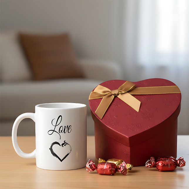 Minimal Herz & Liebe Typografie Tasse (Von Creator hochgeladen)