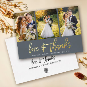 Minimal Hochzeitfoto Collage Vielen Dank Folieneinladung