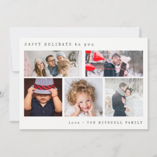 Minimal Holiday Foto Collage Silberstreifen Feiertagskarte