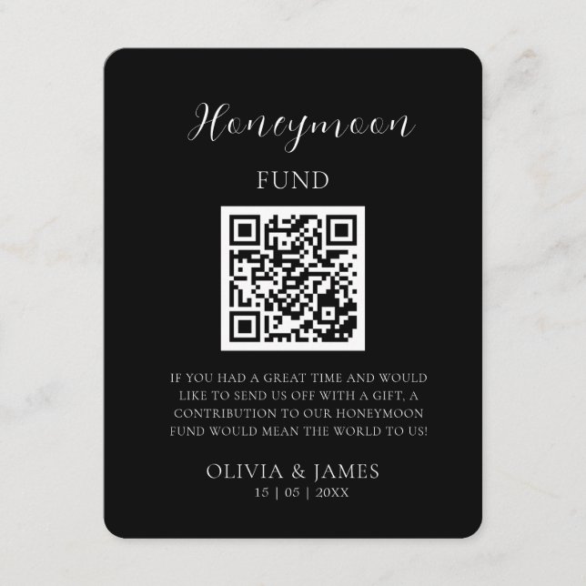 Minimal Honeymoon Fund Request QR Code Card Begleitkarte (Vorderseite)
