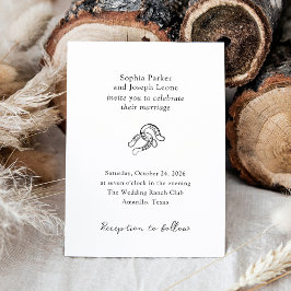 Minimal Horseshoe | Rustikale Schwarz-Weiß-Hochzei Einladung
