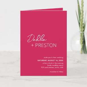 Minimal Hot Pink QR Code Moderne Hochzeit Einladung