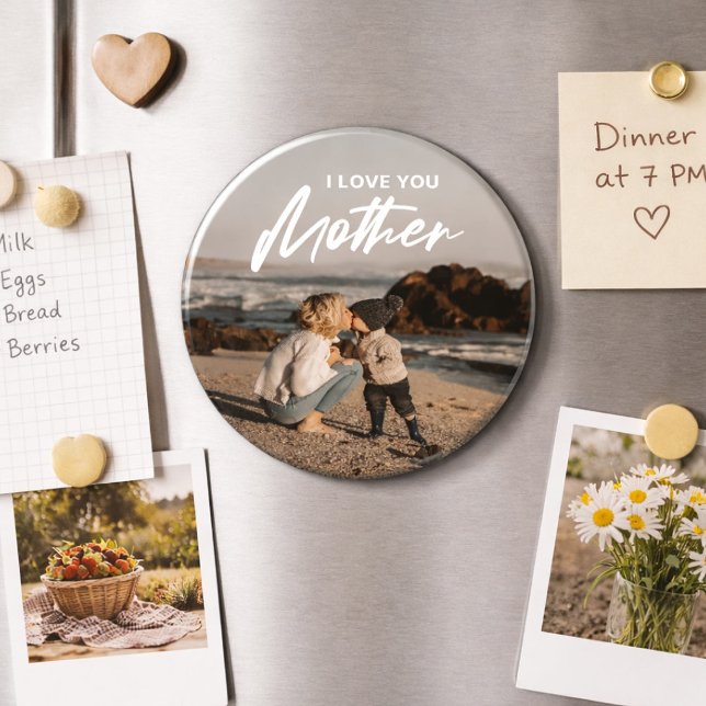 Minimal I Liebe Sie Mutter Foto ersetzen ihr Gesch Magnet (Mother’s Day | Modern Minimalist Photo Gift Magnet, Mothers Day Keepsake)
