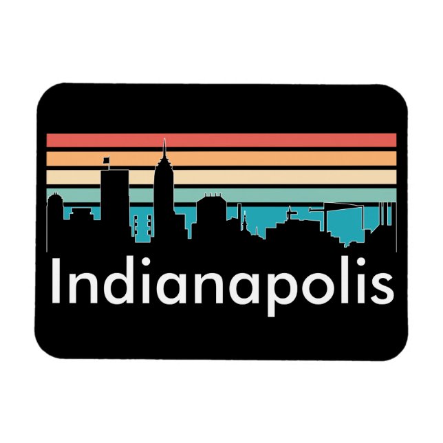 Minimal Indianapolis Indiana Sunset Skyline Magnet (Horizontal)