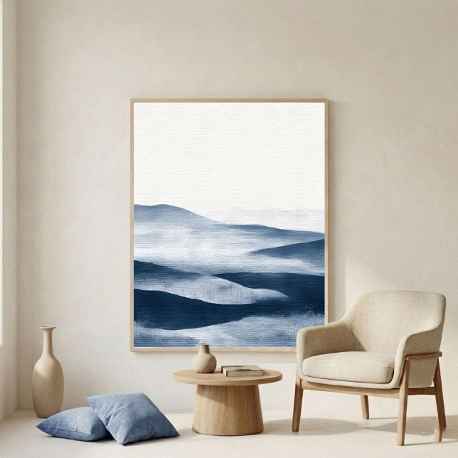 Minimal Indigo Layered Landscape Art Poster (Von Creator hochgeladen)