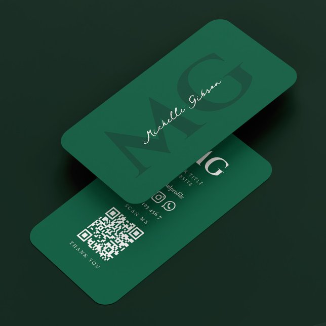Minimal Initials Beruflich Hunter Green Visitenkarte (Minimal Initials Professional Hunter Green Business Card
)