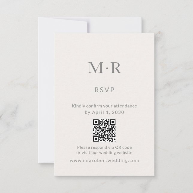 Minimal Intimate Wedding RSVP Card with QR Code (Vorderseite)