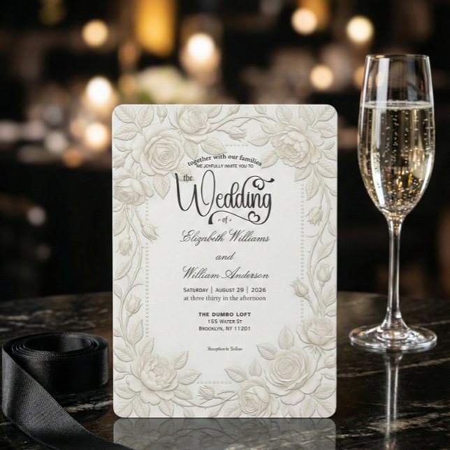 Minimal Ivory White Formal Typography Wedding Einladung (Von Creator hochgeladen)