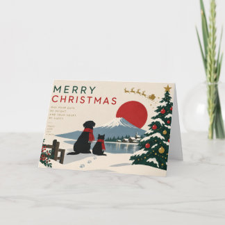Minimal Japanese Christmas with Mount Fuji Karte