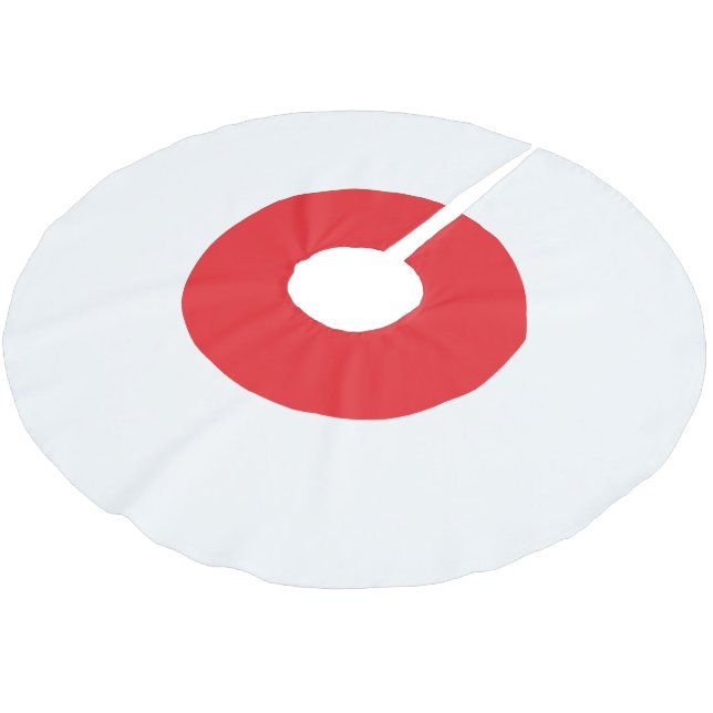 Minimal Japanese Flag Theme Christmas Tree Skirt Polyester Weihnachtsbaumdecke (Schrägansicht)