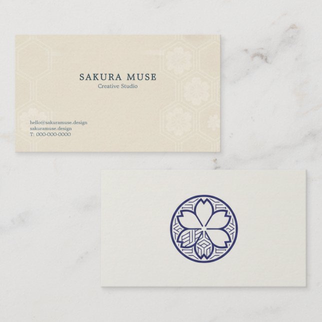 Minimal Japanese Kamon Business Card – Modern  Visitenkarte (Vorne/Hinten)