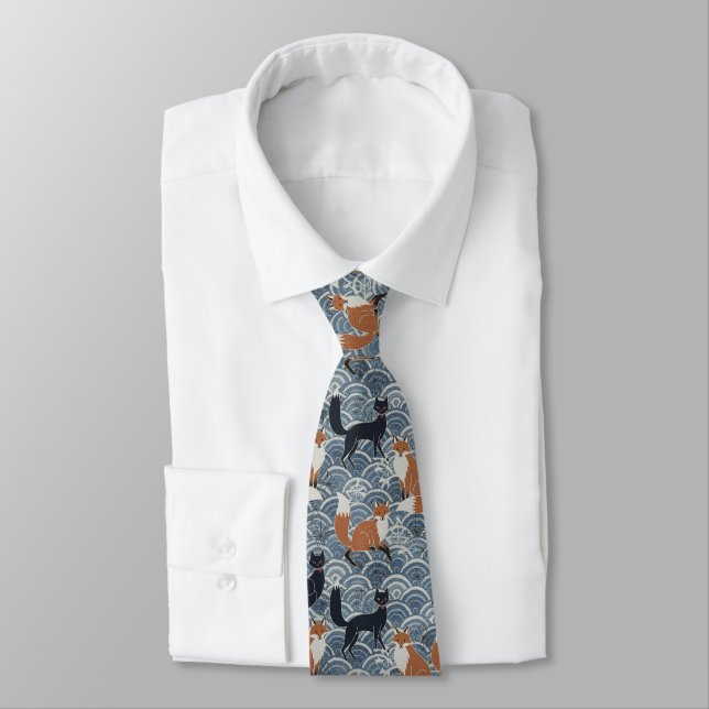 Minimal Japanese Pattern Necktie – Asanoha Wave Krawatte (Gebunden)