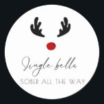 Minimal Jingle Bells Sober The Way Christmas Runder Aufkleber<br><div class="desc">Wie niedlich sind diese Aufkleber,  um Ihre Nüchternheit zu zeigen? Egal ob Sie Ihre eigene Reise feiern oder jemandem etwas Besonderes unterstützen,  diese Aufkleber sind eine herzliche Erinnerung der Kraft,  die in der Bescheidenheit zu finden ist.</div>