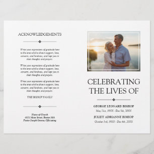 Minimal Joint Celebration of Life Funeral Programm