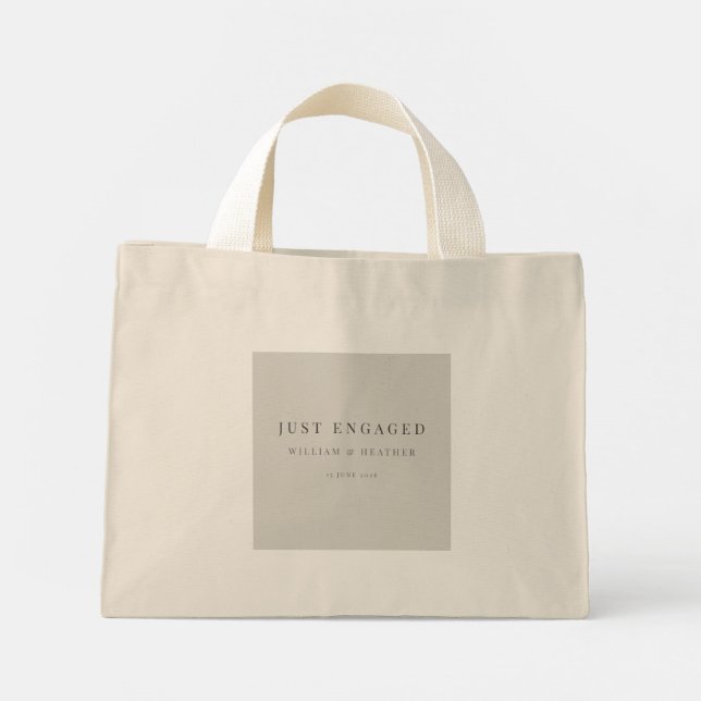 Minimal Just Engaged Tote Bag | Dove Grey Mini Stoffbeutel (Rückseite)