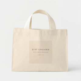 Minimal Just Engaged Tote Bag | Warm Ivory Mini Stoffbeutel