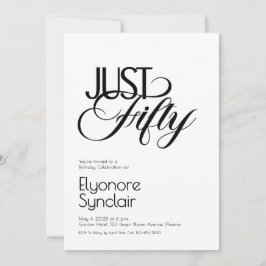 Minimal Just Fifty 50th Birthday Party Einladung