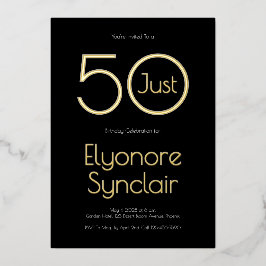 Minimal Just Fifty 50th Birthday Party Folieneinladung