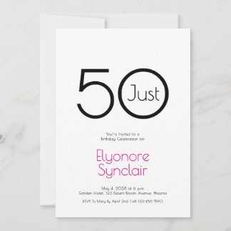Minimal Just Fifty 50th Birthday Party Invitation Einladung