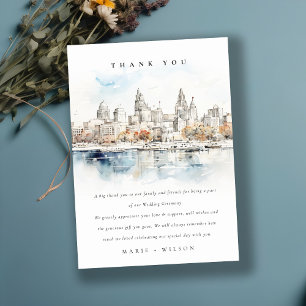 Minimal Kansas City Missouri Wassercolour Wedding Dankeskarte