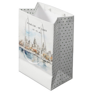 Minimal Kansas City Missouri Wassercolour Wedding Mittlere Geschenktüte