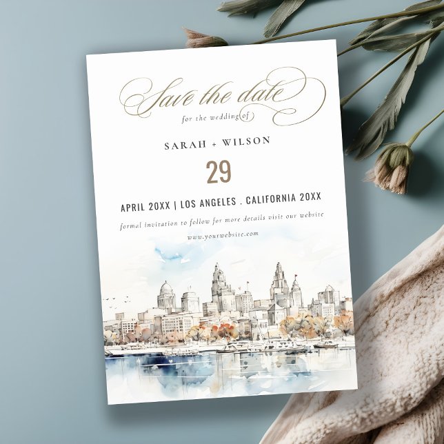 Minimal Kansas City Missouri Wassercolour Wedding Save The Date (Von Creator hochgeladen)