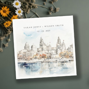 Minimal Kansas City Missouri Wassercolour Wedding Serviette