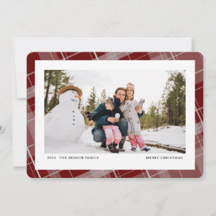 Minimal Kariert ein Foto rot horizontal Feiertagskarte