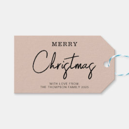 Minimal klassische Creme Beige Weihnachtsfeiertag Geschenkanhänger