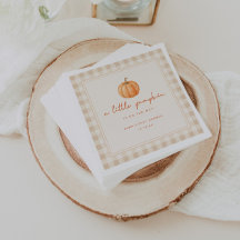 Minimal "Kleiner Kürbis" Herbst-Baby-Party Gingham