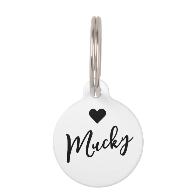 Minimal kostenlose Editable Pet Name Heart Telefon Haustiermarke (Vorderseite)