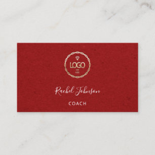 Minimal Kraft Elegant Couch Therapist Rotes Logo Visitenkarte