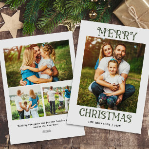 Minimal kühne Weihnachtsfamilien Fotos Weihnachtsk Feiertagskarte