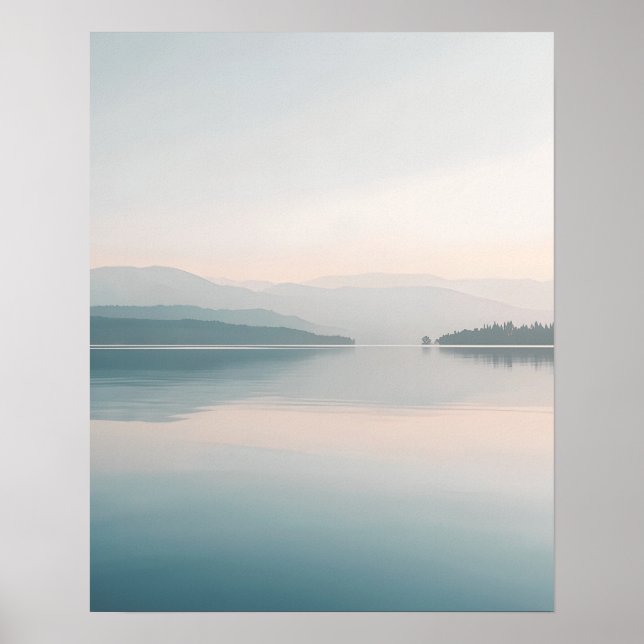 Minimal Lake Reflection Wall Art Poster (Vorne)
