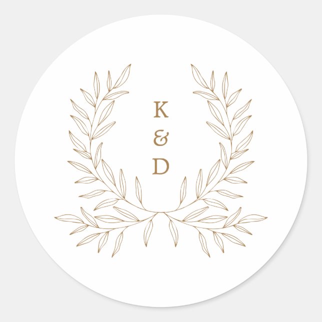 Minimal Laurel Formal Wedding Einladung K310 Klass Runder Aufkleber (Vorderseite)