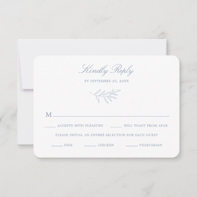 Minimal Laurel Wedding RSVP Response Card K310 (Vorderseite)