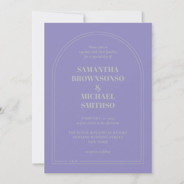 Minimal Lavender Silver Simple Wedding Einladung (Vorderseite)