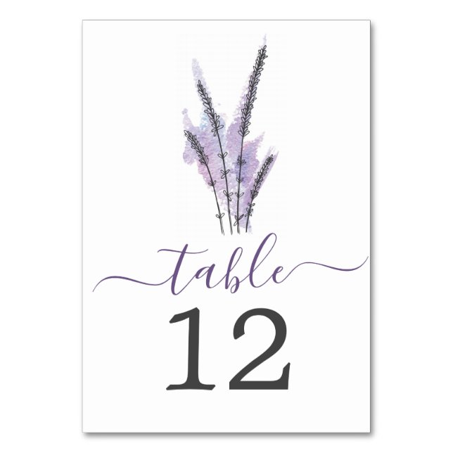 Minimal Lavender Wedding Tischnummern (Vorderseite)