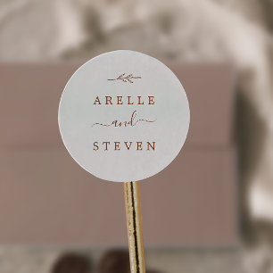 Minimal Leaf   Boho Cream Wedding Envelope Seals Runder Aufkleber