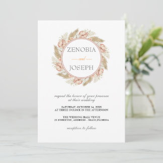 Minimal Leaf Boho Floral Wedding Einladung